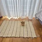 Small Cream Rug With Black Lines - 50x100cm - Soft Rug