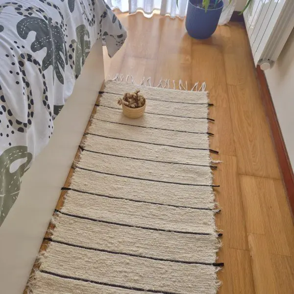 Runner Rug Cream With Black Lines - 50x150cm - Soft Rug
