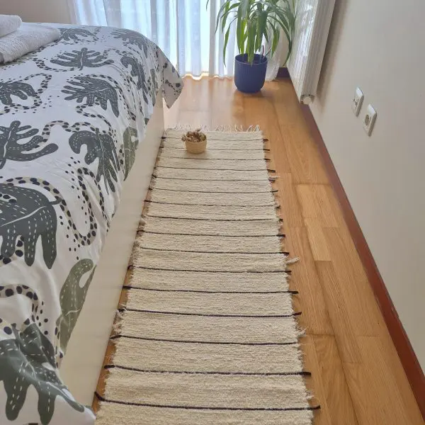 Runner Rug Cream With Black Lines - 50x150cm - Soft Rug
