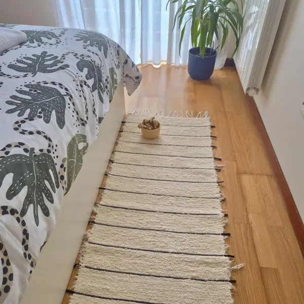 Runner Rug Cream With Black Lines - 50x150cm - Soft Rug