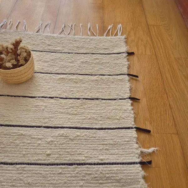 Runner Rug Cream With Black Lines - 50x150cm - Soft Rug