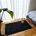 Small Black Silver Glitter Rug - 50x100cm - Traditional Rug