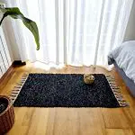 Small Black Silver Glitter Rug - 50x100cm - Traditional Rug