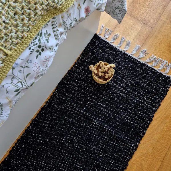 Runner Rug Black Silver Glitter - 50x200cm - Traditional Rug