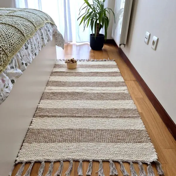 Medium Cream and Light Brown Rug - 70x140cm - Traditional Rug