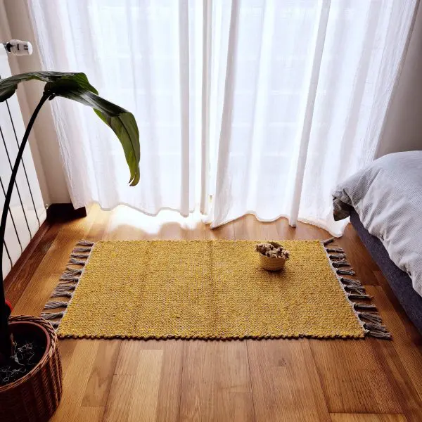 Small Mustard Yellow Cream Rug - 50x100cm - Traditional Rug
