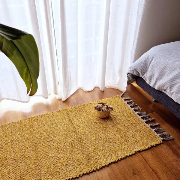 Small Mustard Yellow Cream Rug - 50x100cm - Traditional Rug