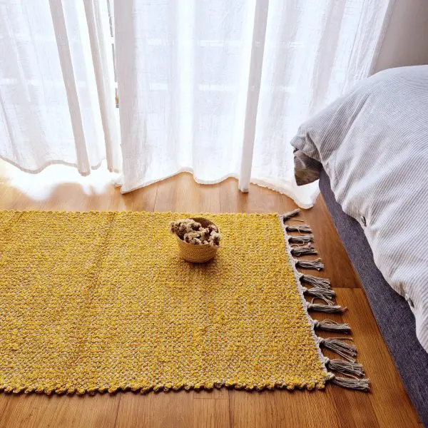 Small Mustard Yellow Cream Rug - 50x100cm - Traditional Rug