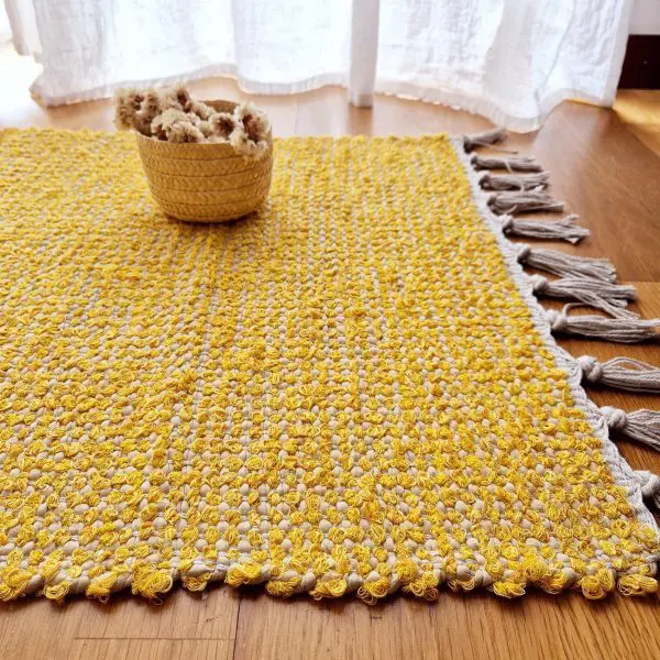 Small Mustard Yellow Cream Rug - 50x100cm - Traditional Rug