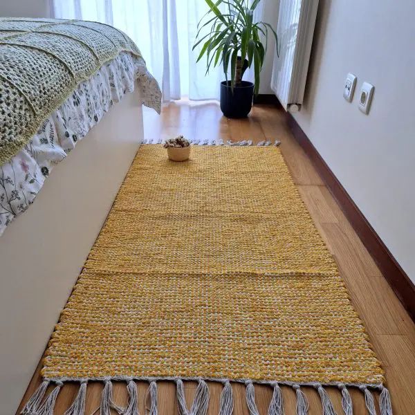 Medium Mustard Yellow Cream Rug - 70x140cm - Traditional Rug