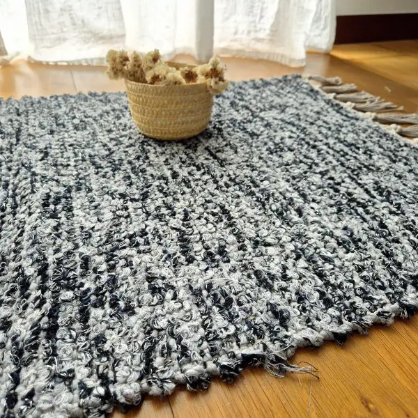 Small Black Grey Silver Glitter Rug - 50x100cm - Traditional Rug