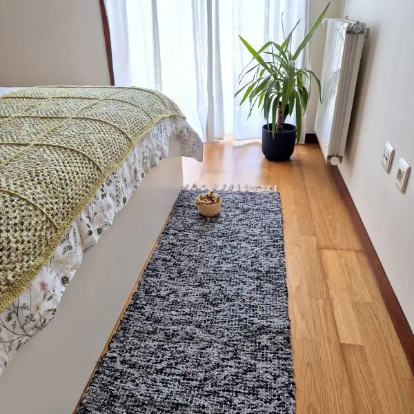 Runner Rug Black Grey Silver Glitter - 50x200cm - Traditional Rug
