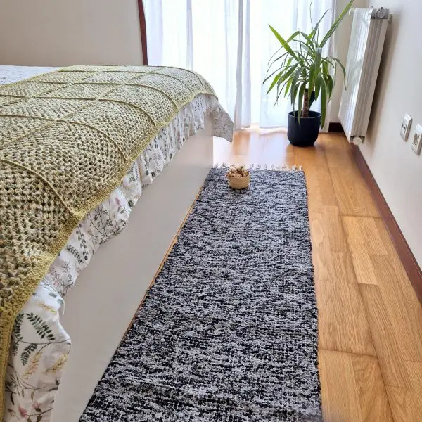 Runner Rug Black Grey Silver Glitter - 50x200cm - Traditional Rug