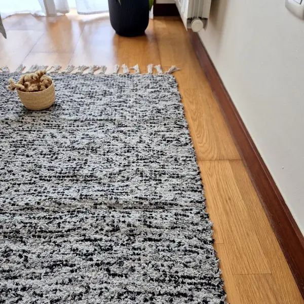 Medium Black Grey Silver Glitter Rug - 70x140cm - Traditional Rug