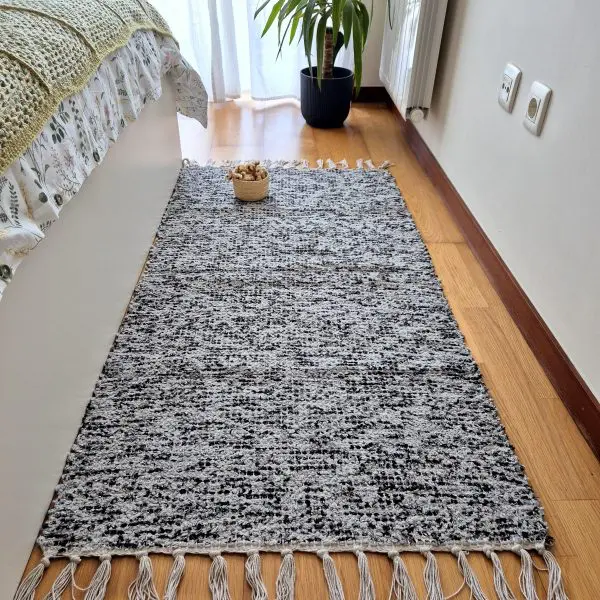 Medium Black Grey Silver Glitter Rug - 70x140cm - Traditional Rug