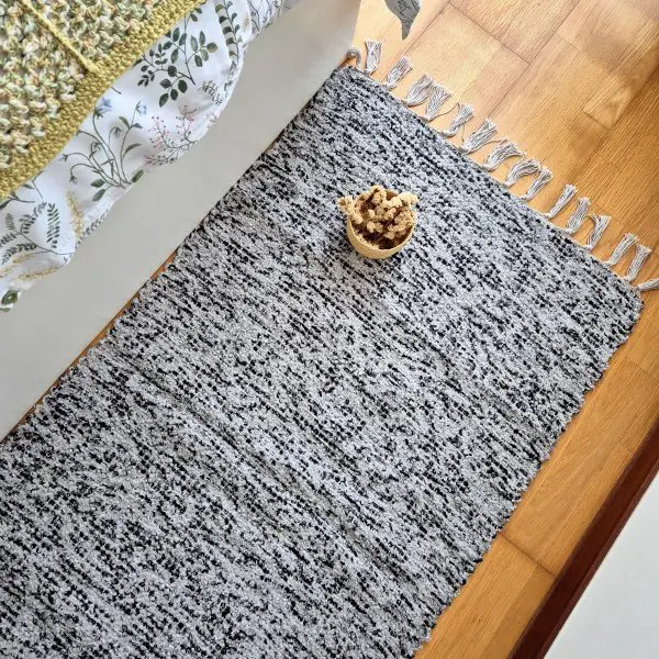 Medium Black Grey Silver Glitter Rug - 70x140cm - Traditional Rug
