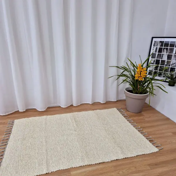 Large Cream Glitter Rug - 100x150cm - Traditional Rug