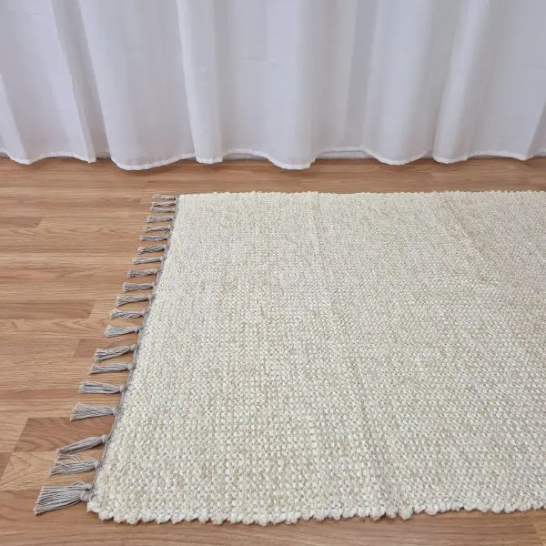 Large Cream Glitter Rug - 100x150cm - Traditional Rug