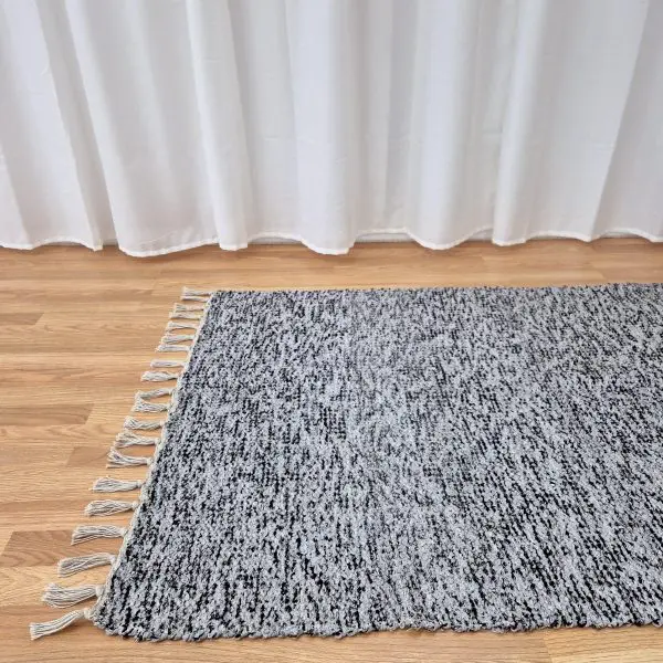 Large Black Grey Silver Glitter Rug - 100x150cm - Traditional Rug