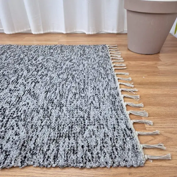 Large Black Grey Silver Glitter Rug - 100x150cm - Traditional Rug