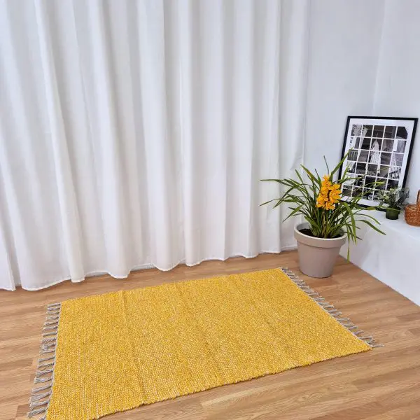 Large Mustard Yellow Cream Rug - 100x150cm - Traditional Rug