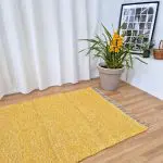 Large Mustard Yellow Cream Rug - 100x150cm - Traditional Rug