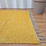 Large Mustard Yellow Cream Rug - 100x150cm - Traditional Rug