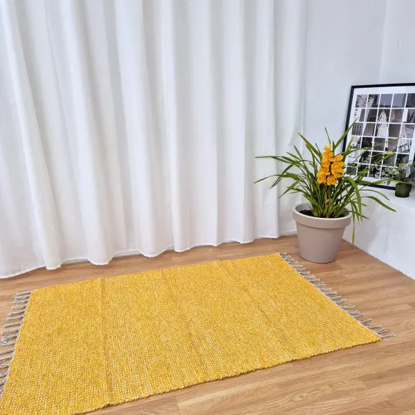 Large Mustard Yellow Cream Rug - 100x150cm - Traditional Rug