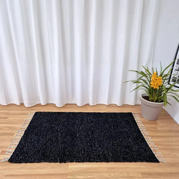 Large Black Silver Glitter Rug - 100x150cm - Traditional Rug