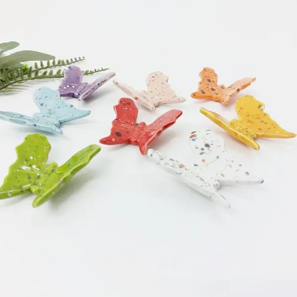 Ceramic Glazed Butterflies With Colorful Spots