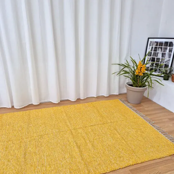 Large Mustard Yellow Cream Rug - 150x200cm - Traditional Rug