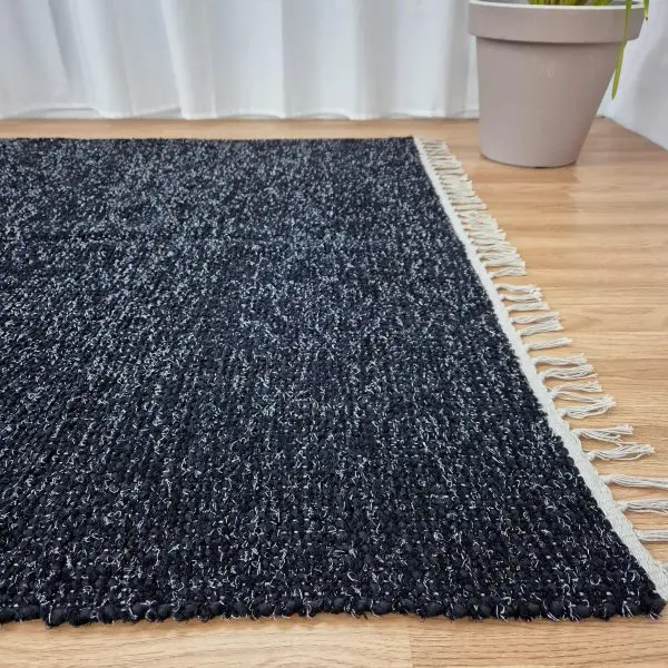 Large Black Silver Glitter Rug - 150x200cm - Traditional Rug