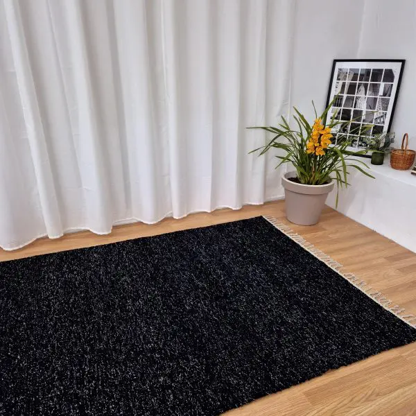 Large Black Silver Glitter Rug - 150x200cm - Traditional Rug