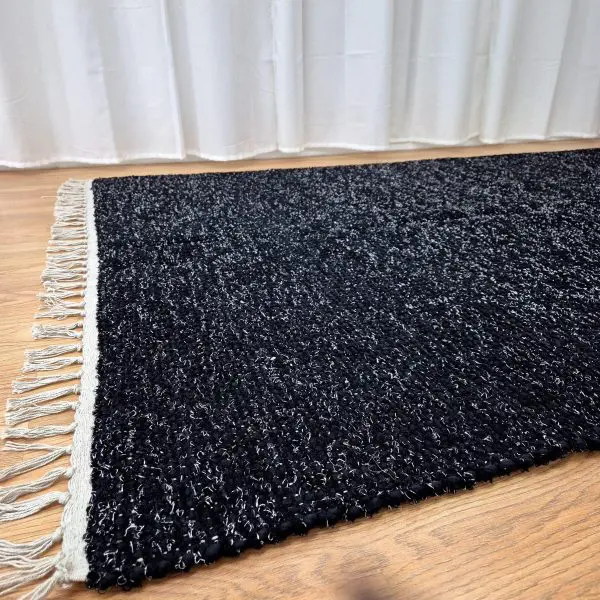 Large Black Silver Glitter Rug - 150x200cm - Traditional Rug