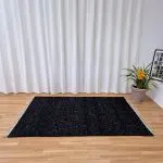 Large Black Silver Glitter Rug - 150x200cm - Traditional Rug