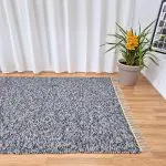 large black and grey rug with spots