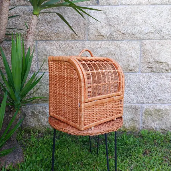 Wicker Pet Carrier With Cute Cushion