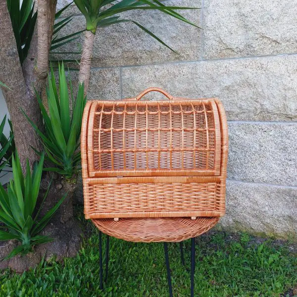 Large Wicker Pet Carrier Basket With Cushion