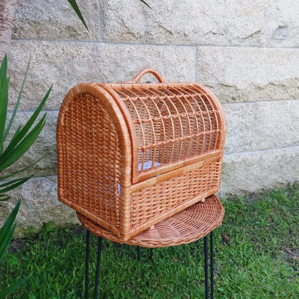 Large Wicker Pet Carrier Basket With Cushion