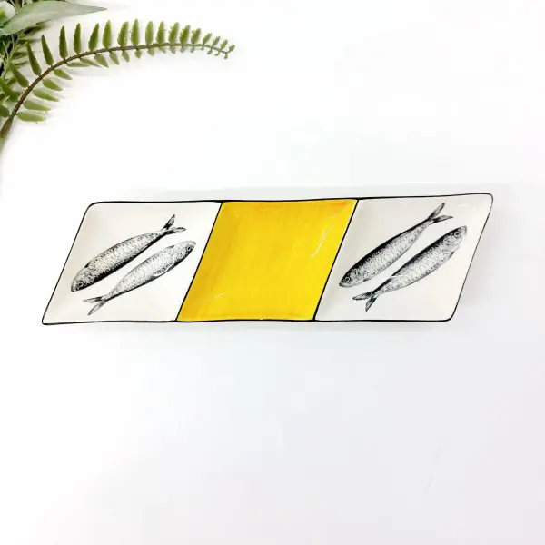 Ceramic Divided Plate With Sardines