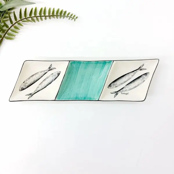 Ceramic Divided Plate With Sardines