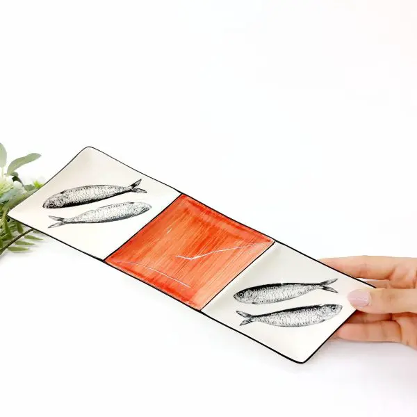 Ceramic Divided Plate With Sardines