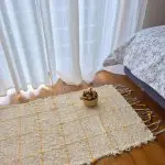 Small Cream Rug With Yellow Line Squares - 50x100 - Soft Rug