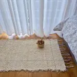 Small Cream Rug With Purple Line in Rectangle - 50x100cm - Soft Rug