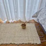 Small Cream Rug With Purple Line in Rectangle - 50x100cm - Soft Rug