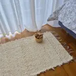 Small Cream Rug With Purple Line L - 50x100cm - Soft Rug