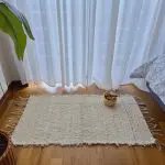Small Cream Rug With Purple Line L - 50x100cm - Soft Rug