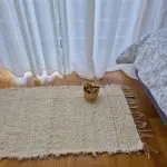 Small Cream Rug With Purple Line L - 50x100cm - Soft Rug
