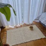 Small Cream Rug With Yellow Line L - 50x100cm - Soft Rug
