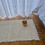 Small Cream Rug With Yellow Line L - 50x100cm - Soft Rug